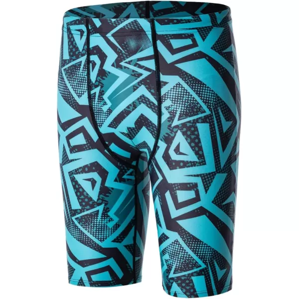 DEVOROPA Boys Swim Jammers Youth Competitive Swim Team Suit Quick Dry Athletic Swimming Shorts UPF 50Abstract a