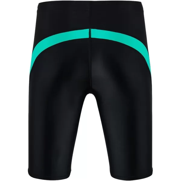 DEVOROPA Boys Swim Jammers Youth Competitive Swim Team Suit Quick Dry Athletic Swimming Shorts UPF 50BlackGreen