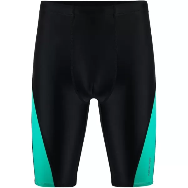 DEVOROPA Boys Swim Jammers Youth Competitive Swim Team Suit Quick Dry Athletic Swimming Shorts UPF 50BlackGreen