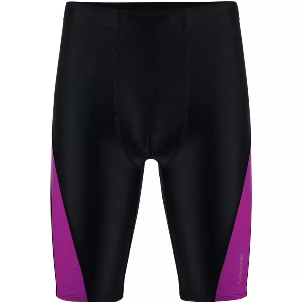 DEVOROPA Boys Swim Jammers Youth Competitive Swim Team Suit Quick Dry Athletic Swimming Shorts UPF 50BlackPurple