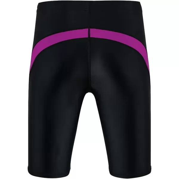 DEVOROPA Boys Swim Jammers Youth Competitive Swim Team Suit Quick Dry Athletic Swimming Shorts UPF 50BlackPurple