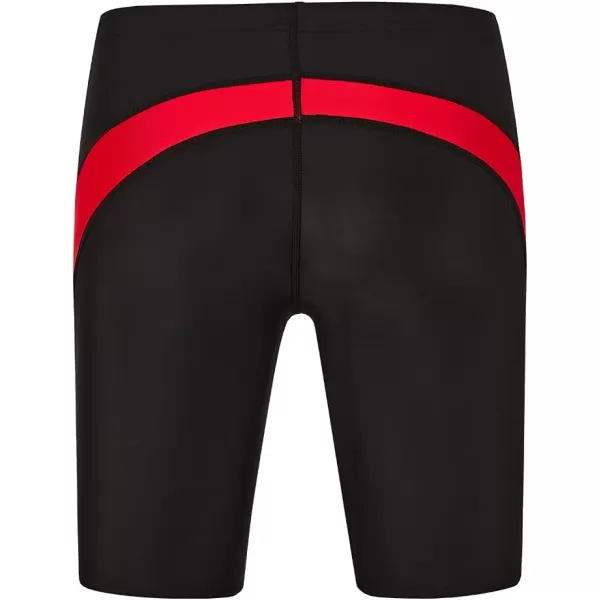DEVOROPA Boys Swim Jammers Youth Competitive Swim Team Suit Quick Dry Athletic Swimming Shorts UPF 50BlackRed