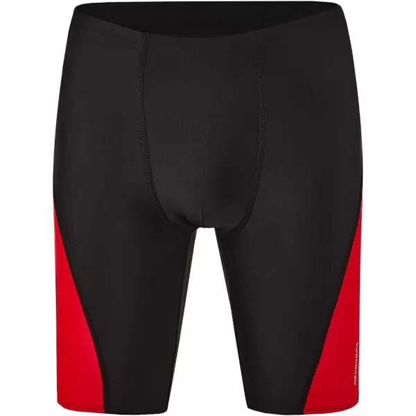 DEVOROPA Boys Swim Jammers Youth Competitive Swim Team Suit Quick Dry Athletic Swimming Shorts UPF 50BlackRed