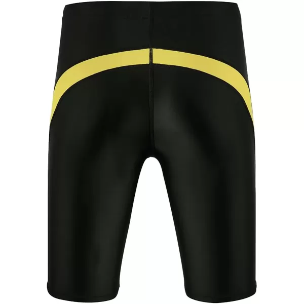DEVOROPA Boys Swim Jammers Youth Competitive Swim Team Suit Quick Dry Athletic Swimming Shorts UPF 50BlackYellow