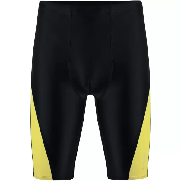 DEVOROPA Boys Swim Jammers Youth Competitive Swim Team Suit Quick Dry Athletic Swimming Shorts UPF 50BlackYellow
