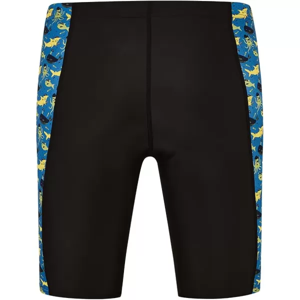 DEVOROPA Boys Swim Jammers Youth Competitive Swim Team Suit Quick Dry Athletic Swimming Shorts UPF 50Blackocean