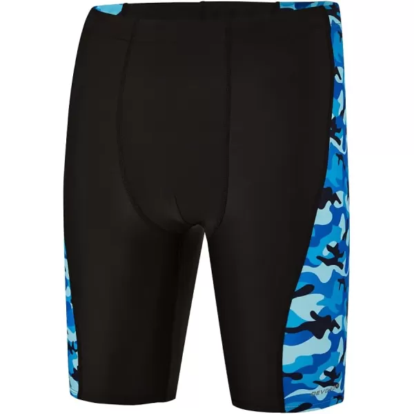 DEVOROPA Boys Swim Jammers Youth Competitive Swim Team Suit Quick Dry Athletic Swimming Shorts UPF 50Blackwave