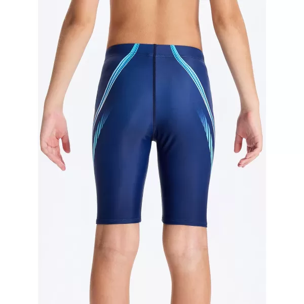 DEVOROPA Boys Swim Jammers Youth Competitive Swim Team Suit Quick Dry Athletic Swimming Shorts UPF 50Blue Colorful