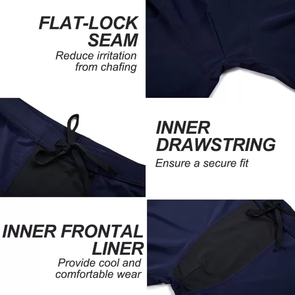 DEVOROPA Boys Swim Jammers Youth Competitive Swim Team Suit Quick Dry Athletic Swimming Shorts UPF 50Navy