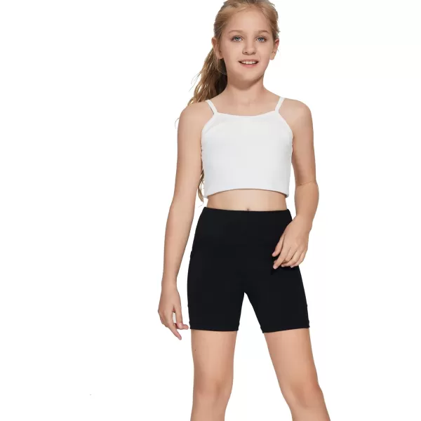DEVOROPA Girls 5quot Spandex Volleyball Shorts Stretch Youth Athletic Gymnastics Shorts Kid Yoga Dance Compression Shorts PocketBlack2pack