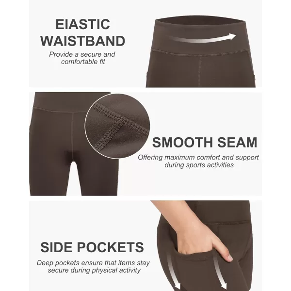 DEVOROPA Girls 5quot Spandex Volleyball Shorts Stretch Youth Athletic Gymnastics Shorts Kid Yoga Dance Compression Shorts PocketBrown