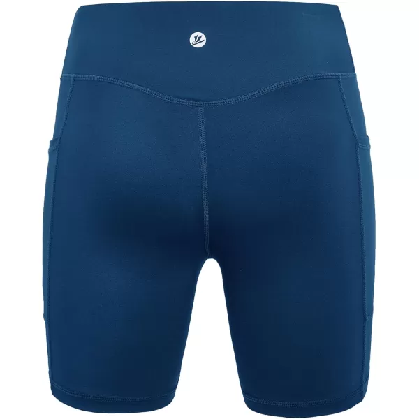DEVOROPA Girls 5quot Spandex Volleyball Shorts Stretch Youth Athletic Gymnastics Shorts Kid Yoga Dance Compression Shorts PocketDark Blue