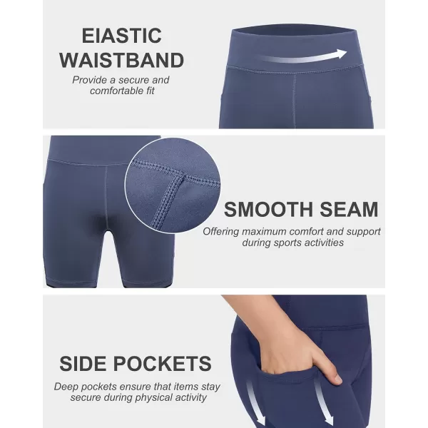 DEVOROPA Girls 5quot Spandex Volleyball Shorts Stretch Youth Athletic Gymnastics Shorts Kid Yoga Dance Compression Shorts PocketGray