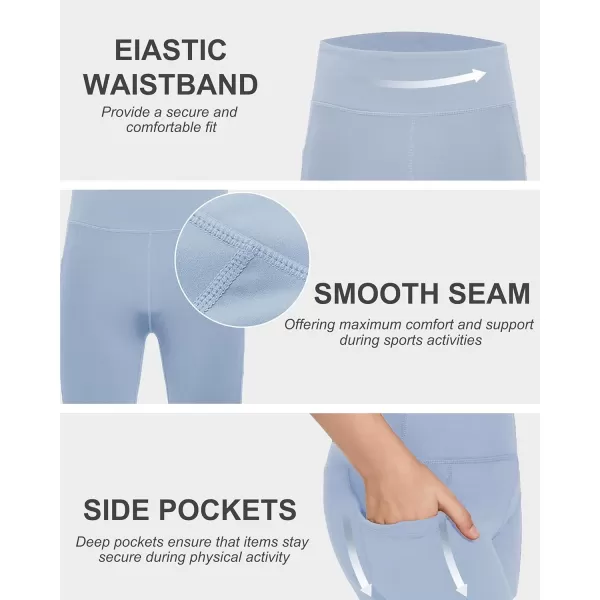 DEVOROPA Girls 5quot Spandex Volleyball Shorts Stretch Youth Athletic Gymnastics Shorts Kid Yoga Dance Compression Shorts PocketLight Blue