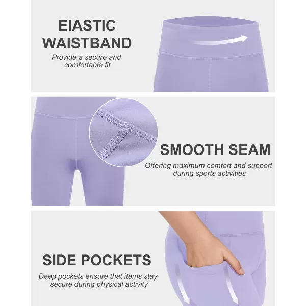 DEVOROPA Girls 5quot Spandex Volleyball Shorts Stretch Youth Athletic Gymnastics Shorts Kid Yoga Dance Compression Shorts PocketLight Purple