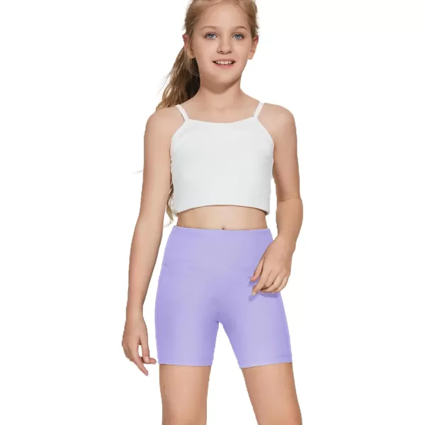 DEVOROPA Girls 5quot Spandex Volleyball Shorts Stretch Youth Athletic Gymnastics Shorts Kid Yoga Dance Compression Shorts PocketLight Purple