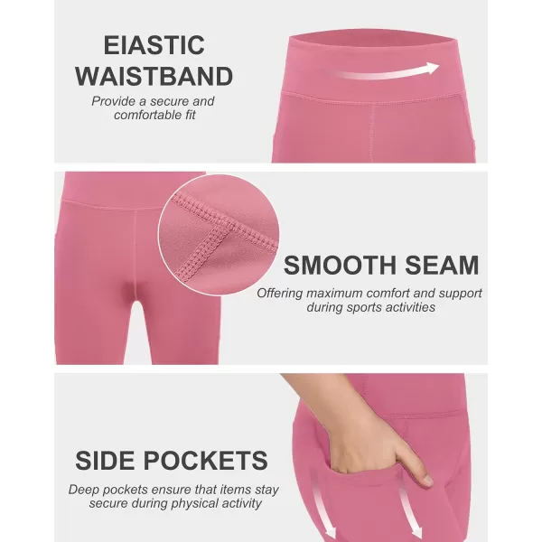 DEVOROPA Girls 5quot Spandex Volleyball Shorts Stretch Youth Athletic Gymnastics Shorts Kid Yoga Dance Compression Shorts PocketPink