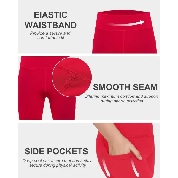 DEVOROPA Girls 5quot Spandex Volleyball Shorts Stretch Youth Athletic Gymnastics Shorts Kid Yoga Dance Compression Shorts PocketRed