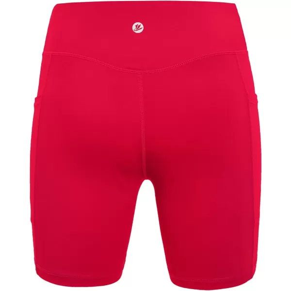 DEVOROPA Girls 5quot Spandex Volleyball Shorts Stretch Youth Athletic Gymnastics Shorts Kid Yoga Dance Compression Shorts PocketRed