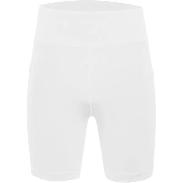 DEVOROPA Girls 5quot Spandex Volleyball Shorts Stretch Youth Athletic Gymnastics Shorts Kid Yoga Dance Compression Shorts PocketWhite