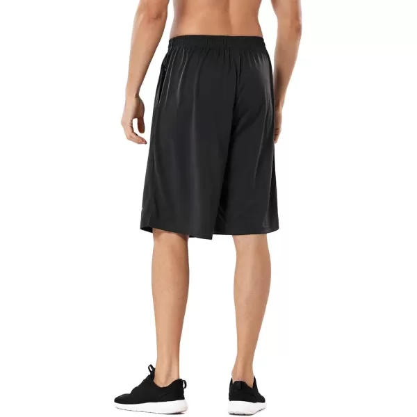 DEVOROPA Mens Athletic Basketball Shorts LooseFit Performance Sports Workout Shorts Zipper PocketsBlack