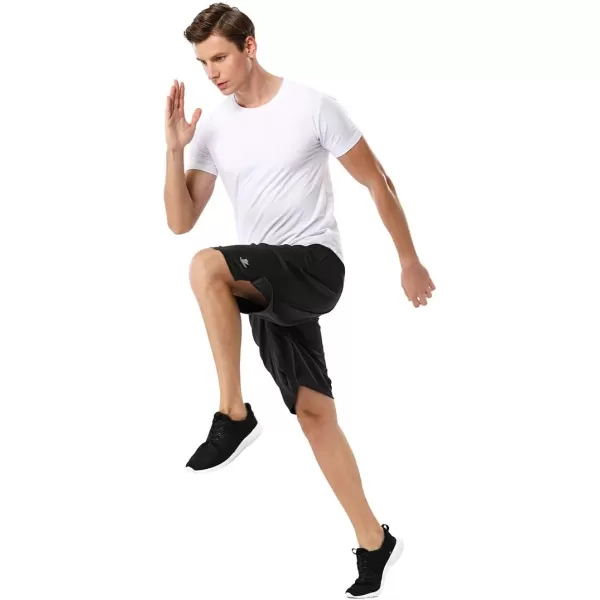 DEVOROPA Mens Athletic Basketball Shorts LooseFit Performance Sports Workout Shorts Zipper PocketsBlackBlack  2 Pack