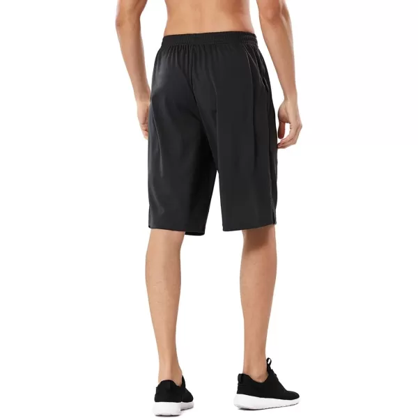 DEVOROPA Mens Athletic Basketball Shorts LooseFit Performance Sports Workout Shorts Zipper PocketsBlackBlack  2 Pack