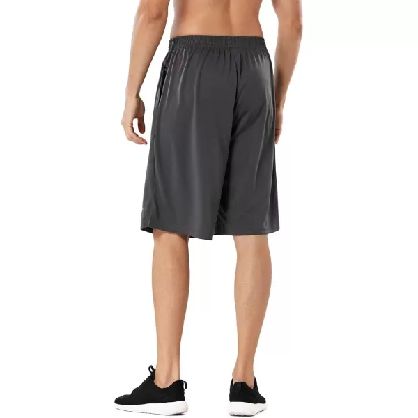 DEVOROPA Mens Athletic Basketball Shorts LooseFit Performance Sports Workout Shorts Zipper PocketsBlackGray  2 Pack