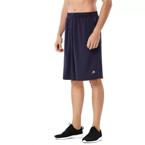 DEVOROPA Mens Athletic Basketball Shorts LooseFit Performance Sports Workout Shorts Zipper PocketsBlackNavy  2 Pack