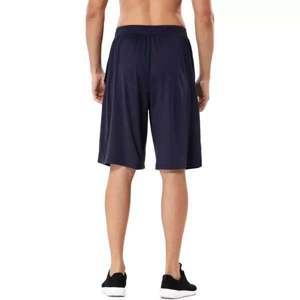 DEVOROPA Mens Athletic Basketball Shorts LooseFit Performance Sports Workout Shorts Zipper PocketsBlackNavy  2 Pack