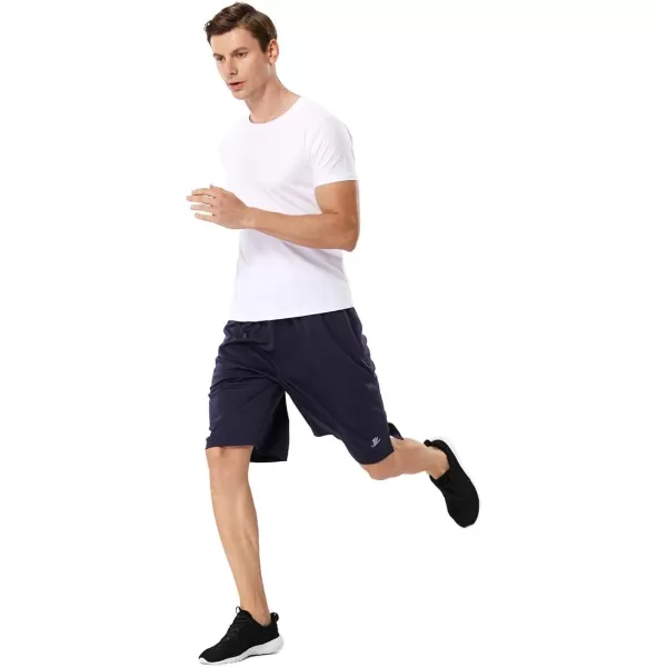 DEVOROPA Mens Athletic Basketball Shorts LooseFit Performance Sports Workout Shorts Zipper PocketsBlackNavy  2 Pack