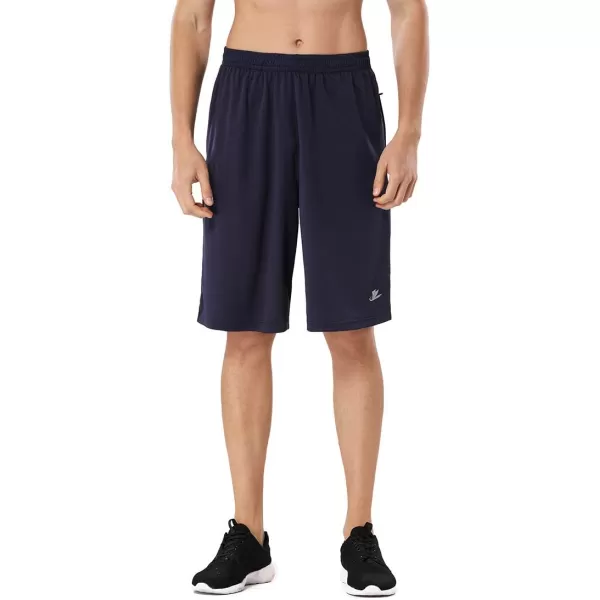 DEVOROPA Mens Athletic Basketball Shorts LooseFit Performance Sports Workout Shorts Zipper PocketsBlackNavy  2 Pack