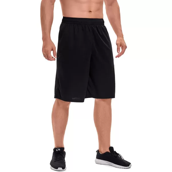 DEVOROPA Mens Athletic Basketball Shorts LooseFit Performance Sports Workout Shorts Zipper PocketsBlackmesh Fabric