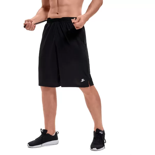 DEVOROPA Mens Athletic Basketball Shorts LooseFit Performance Sports Workout Shorts Zipper PocketsBlackmesh Fabric