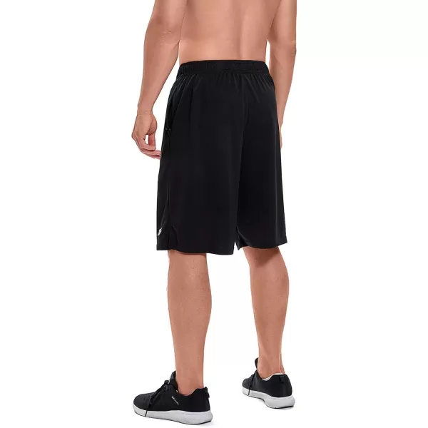DEVOROPA Mens Athletic Basketball Shorts LooseFit Performance Sports Workout Shorts Zipper PocketsBlackmesh Fabric