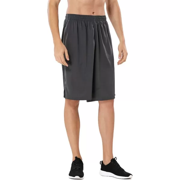 DEVOROPA Mens Athletic Basketball Shorts LooseFit Performance Sports Workout Shorts Zipper PocketsGray
