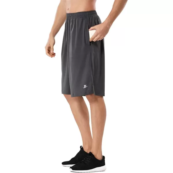 DEVOROPA Mens Athletic Basketball Shorts LooseFit Performance Sports Workout Shorts Zipper PocketsGray