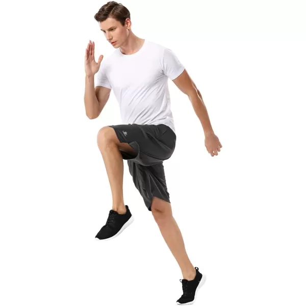 DEVOROPA Mens Athletic Basketball Shorts LooseFit Performance Sports Workout Shorts Zipper PocketsGray