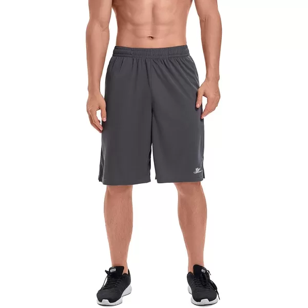 DEVOROPA Mens Athletic Basketball Shorts LooseFit Performance Sports Workout Shorts Zipper PocketsGraymesh Fabric