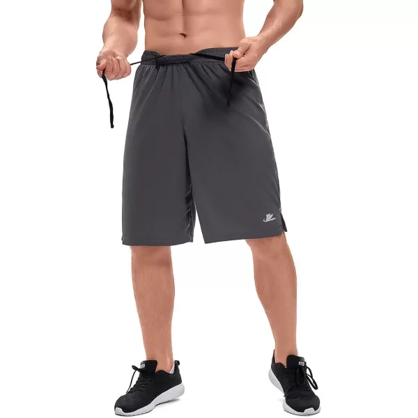 DEVOROPA Mens Athletic Basketball Shorts LooseFit Performance Sports Workout Shorts Zipper PocketsGraymesh Fabric