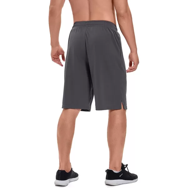 DEVOROPA Mens Athletic Basketball Shorts LooseFit Performance Sports Workout Shorts Zipper PocketsGraymesh Fabric