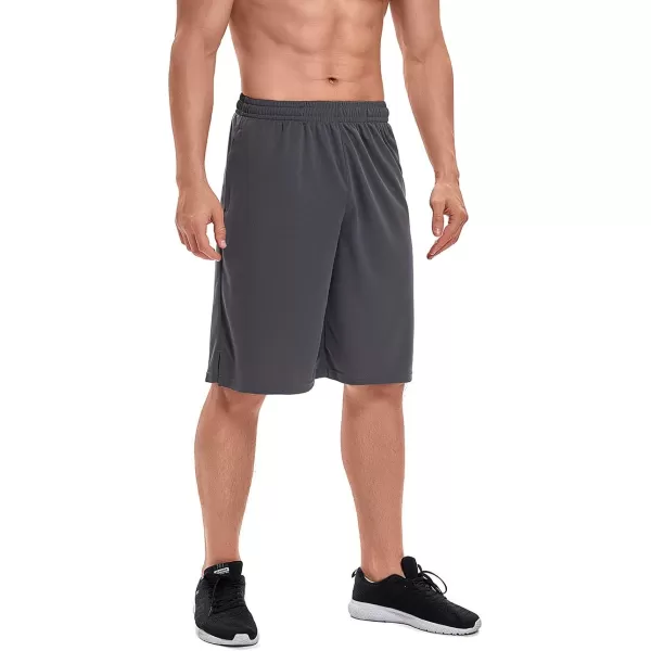 DEVOROPA Mens Athletic Basketball Shorts LooseFit Performance Sports Workout Shorts Zipper PocketsGraymesh Fabric