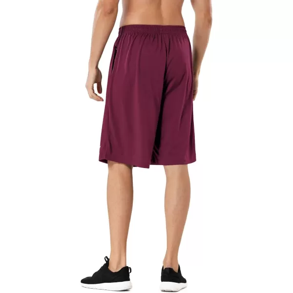 DEVOROPA Mens Athletic Basketball Shorts LooseFit Performance Sports Workout Shorts Zipper PocketsMaroon