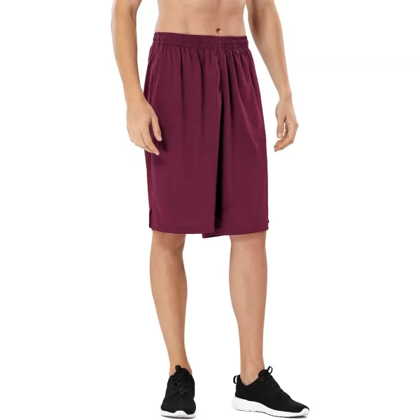 DEVOROPA Mens Athletic Basketball Shorts LooseFit Performance Sports Workout Shorts Zipper PocketsMaroon