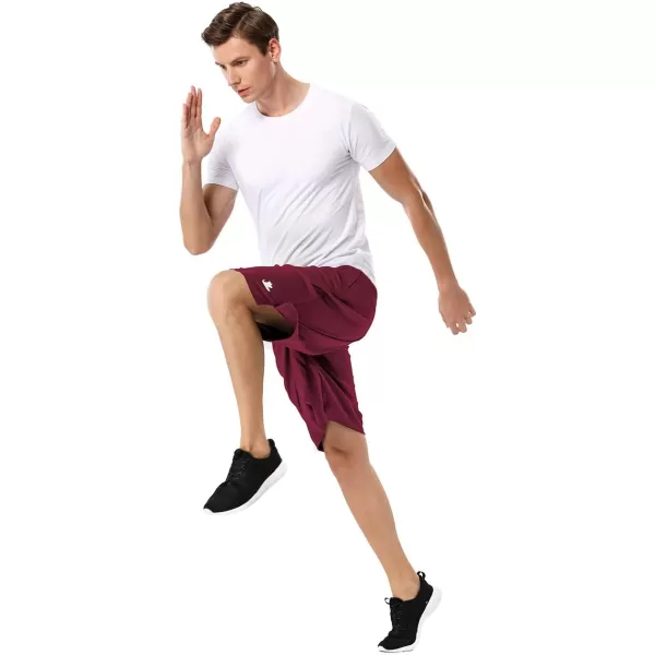 DEVOROPA Mens Athletic Basketball Shorts LooseFit Performance Sports Workout Shorts Zipper PocketsMaroon