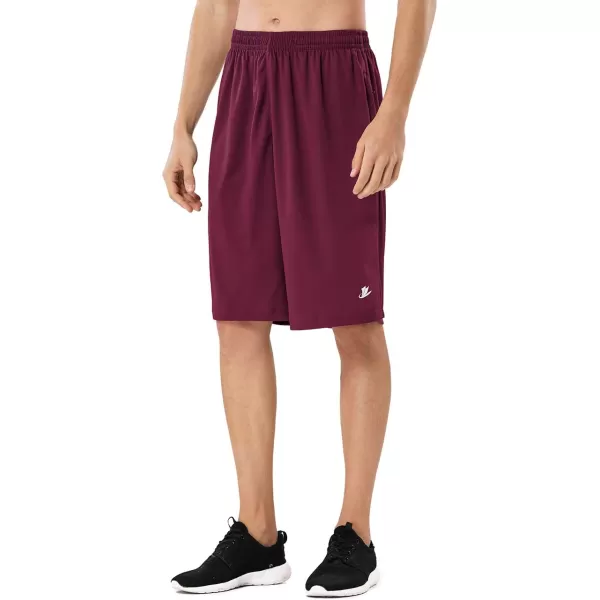 DEVOROPA Mens Athletic Basketball Shorts LooseFit Performance Sports Workout Shorts Zipper PocketsMaroon