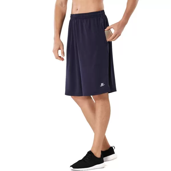 DEVOROPA Mens Athletic Basketball Shorts LooseFit Performance Sports Workout Shorts Zipper PocketsNavy
