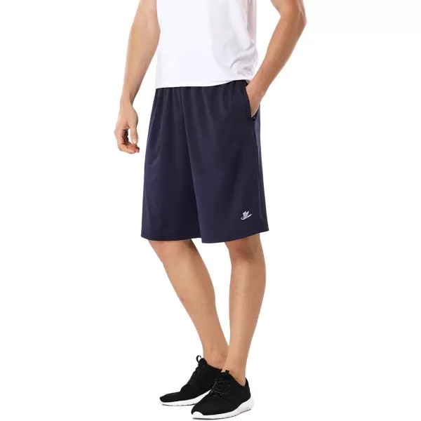 DEVOROPA Mens Athletic Basketball Shorts LooseFit Performance Sports Workout Shorts Zipper PocketsNavy