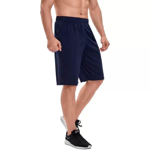 DEVOROPA Mens Athletic Basketball Shorts LooseFit Performance Sports Workout Shorts Zipper PocketsNavymesh Fabric