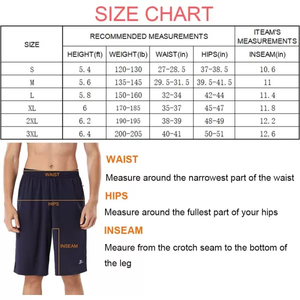 DEVOROPA Mens Athletic Basketball Shorts LooseFit Performance Sports Workout Shorts Zipper PocketsNavymesh Fabric